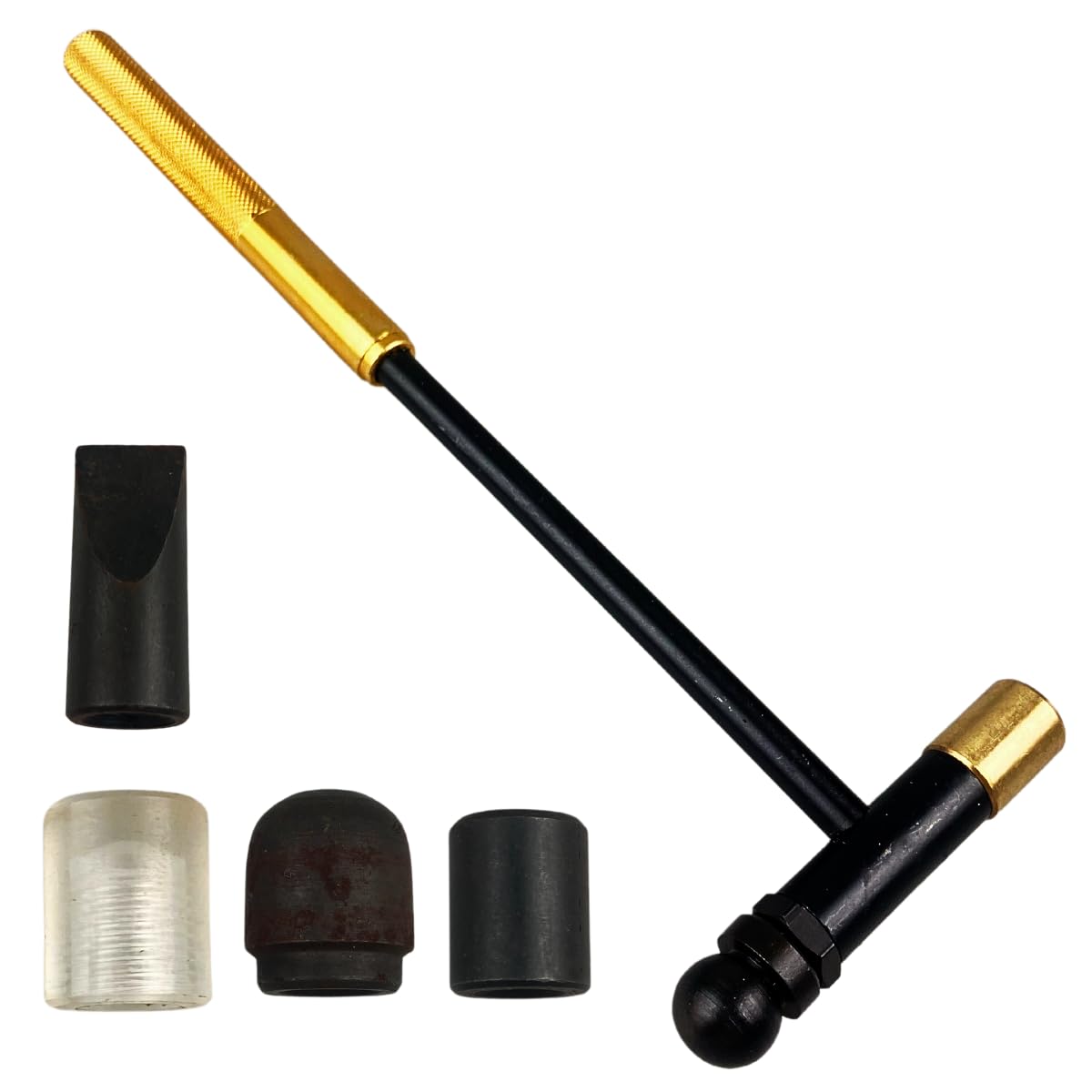 BENCH WIZARD 7.5" Crafter's 6-In-1 Multi Head Hammer | Includes Brass, Nylon, Rounded Dome, Flat, Standard & Curved Heads | Great For Jewelry Making, Metalworking, DIY Projects