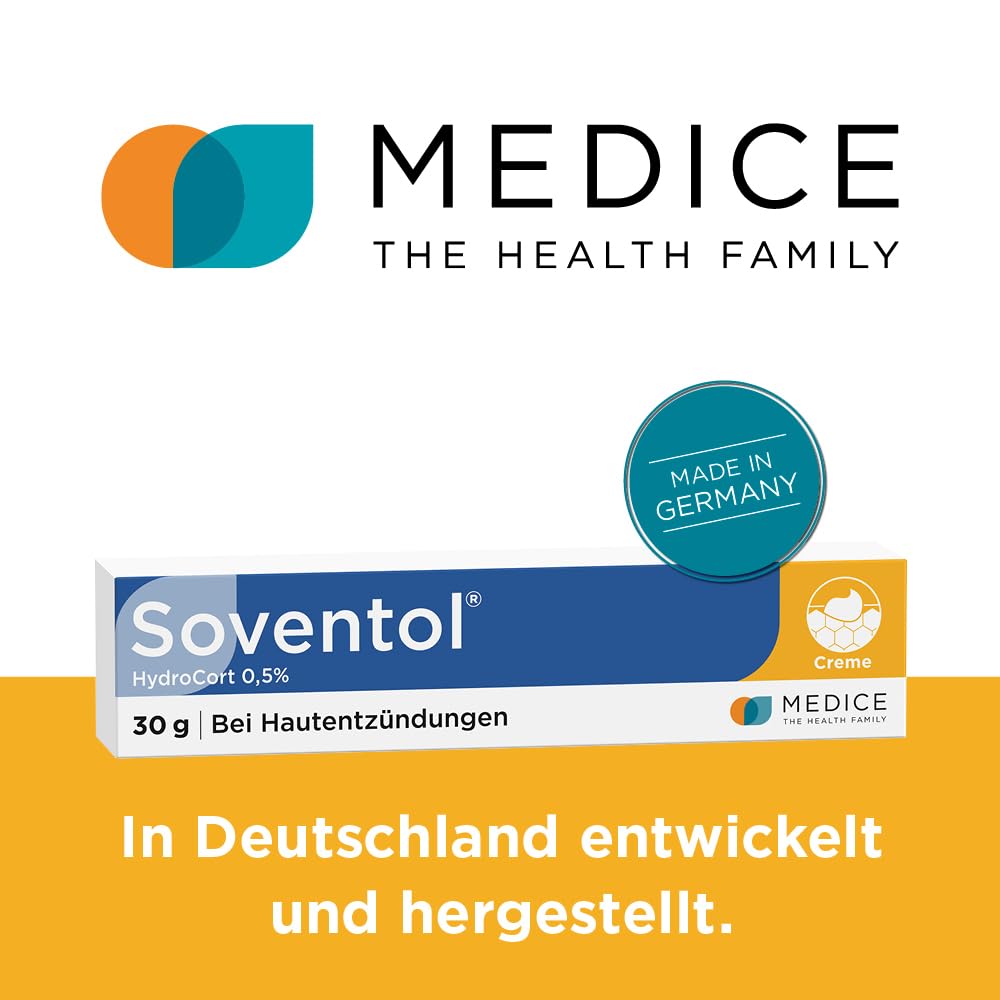 Soventol HydroCort 0,5% Creme 2x 30 g bei akuten Hautentzündungen wie Neurodermitis, Hautallergien & Ekzemen - lindert Juckreiz - entzündungshemmend