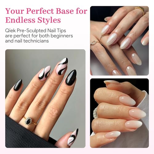 Image of Short Almond Pre-Building Nail Tips, 15 Sizes 240 PCS