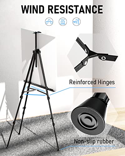 Artist Easel Stand For Display 72", Nicpro Heavy Duty Metal Easel Adjustable Height 22-72" Tabletop & Floor Foldable Art Easel For Painting Canvas, Wedding Signs Poster With Carry Bag,Holds 25 Lbs #TOP2