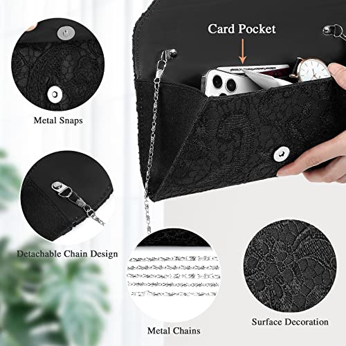 Image of UBORSE Evening Bag Lace Clutch Purse for Women Formal Elegant Envelope Wedding Party Cocktail Crossbody Shoulder Bag