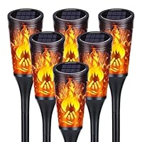 Moxled 6 Stück Solarlampen für Außen - 12 LED Solarleuchten Garten mit Realistischer Flammeneffekt, IP65 Wasserdicht Gartenfackeln Solar für Außen, Hinterhöfe, Gärten, Rasen Beleuchtung