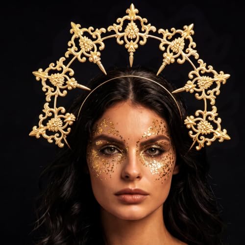 DRESBE Sun Goddess Headband Halo Crown Rave Party Hair Accessory for Women