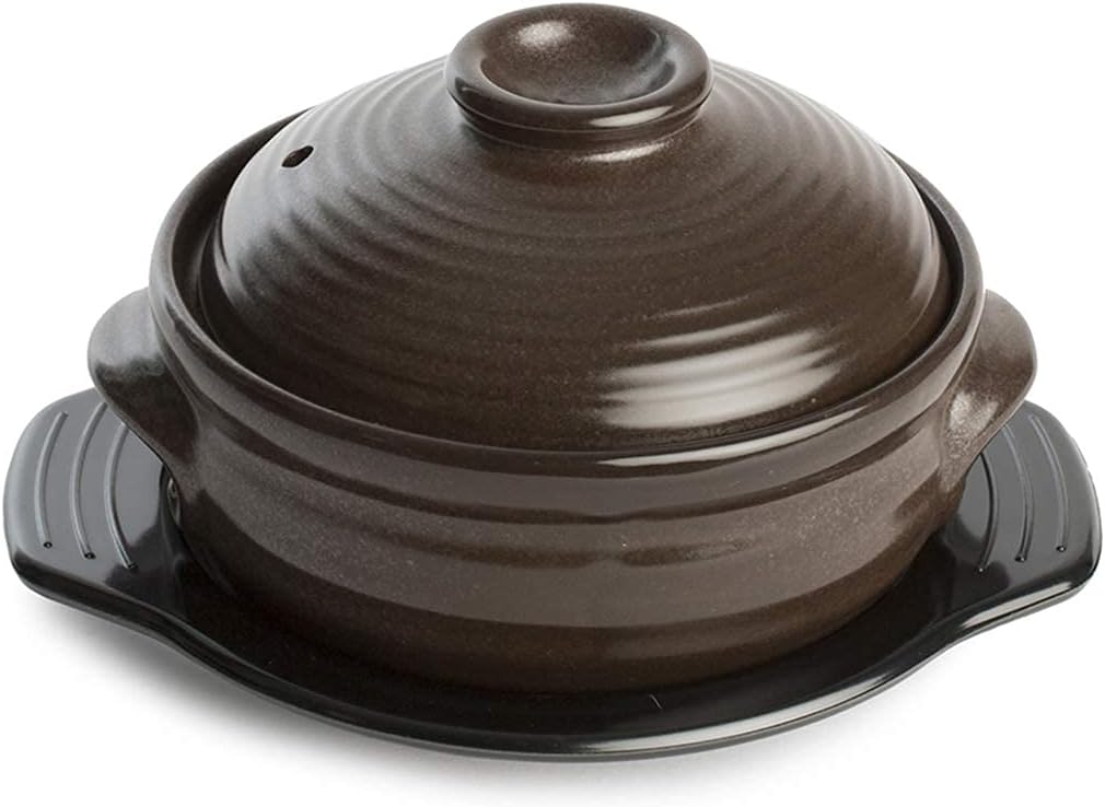 Crazy Korean Cooking (Medium with Lid 1000ml (4 cups)) - Stone Bowl (Dolsot), Sizzling Hot Pot for Bibimbap and Soup (Medium with Lid) - Premium Ceramic