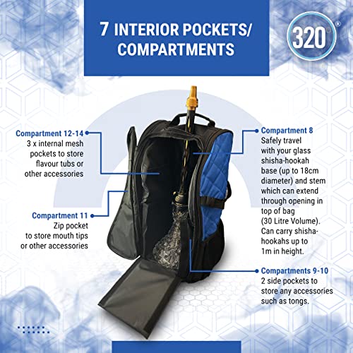 320º Shisha Tasche Gross mit 14 Fächern - Premium Shisha Rucksack - Reise Shisha Tragetasche Aufbewahrung Unterwegs… – Bild 4