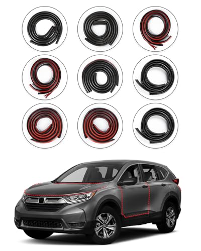 Weather Stripping Door Seal for Honda CR-V 2017-2022, Rubber Seal Weather Strip Kit, Soundproof Noise Insulation Dustproof for Front/Rear Trunk A-Pillar B-Pillar Front/Rear Door (9-Pack)