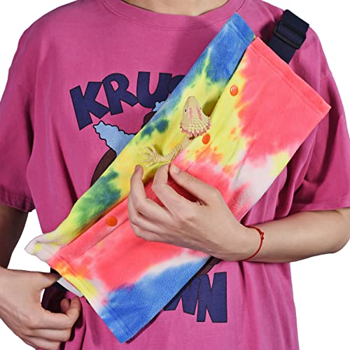 Image of LIKZINWA Small Animal Sling Carrier,Small Animal Bag for Bearded Dragons Lizards and Reptile with Adjustable Strap (Red+Schoolbag)