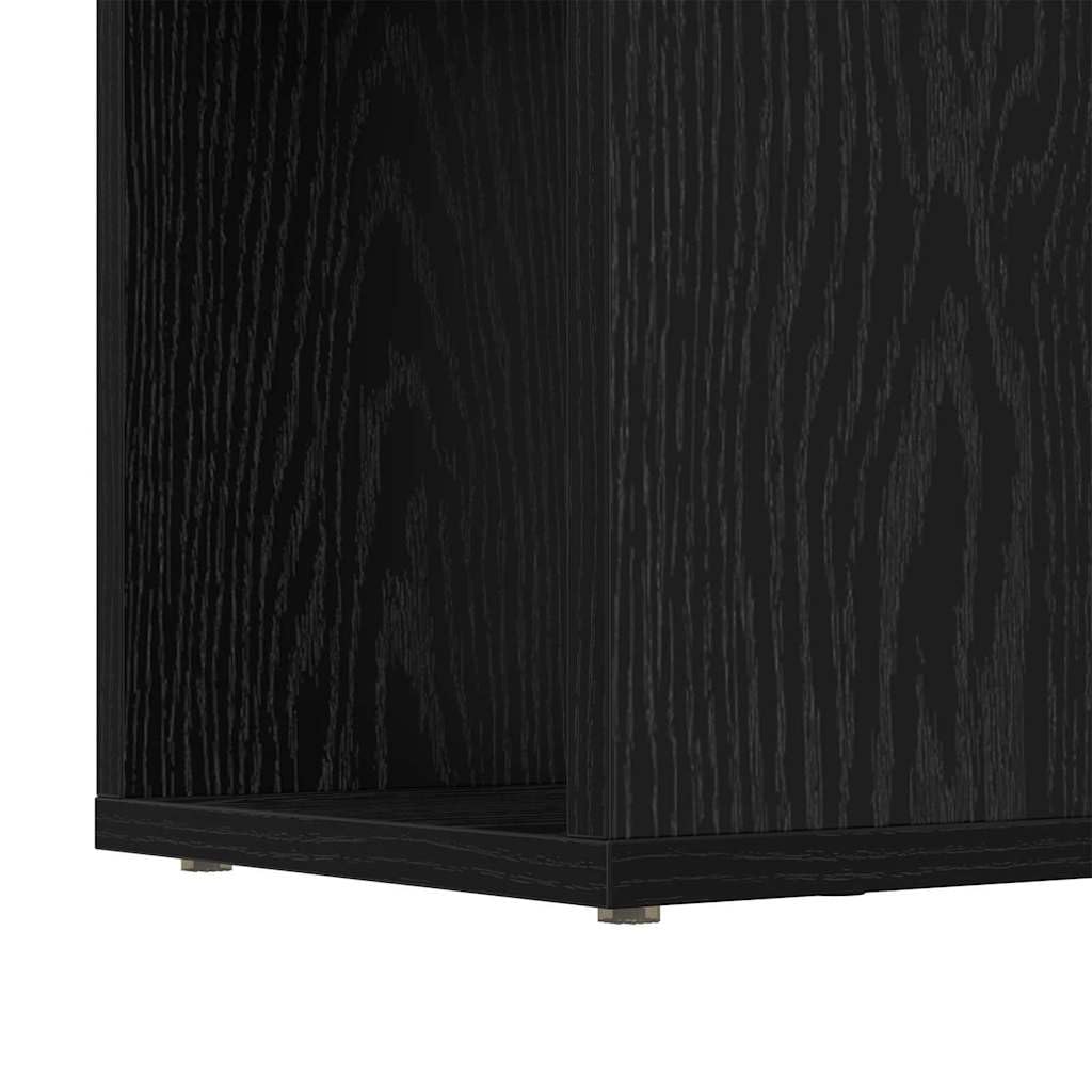 Zestaw szafek TV czarny 80 x 24 x 125 cm, montaż na ścianie, materiał drewnopochodny, 4 półki, nowoczesny design do salonu, zajmuje mało miejsca