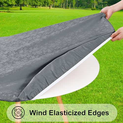 Image of Smiry Waterproof Heavy Duty Vinyl Fitted Tablecloth for 36 inch-44 inch Round Table