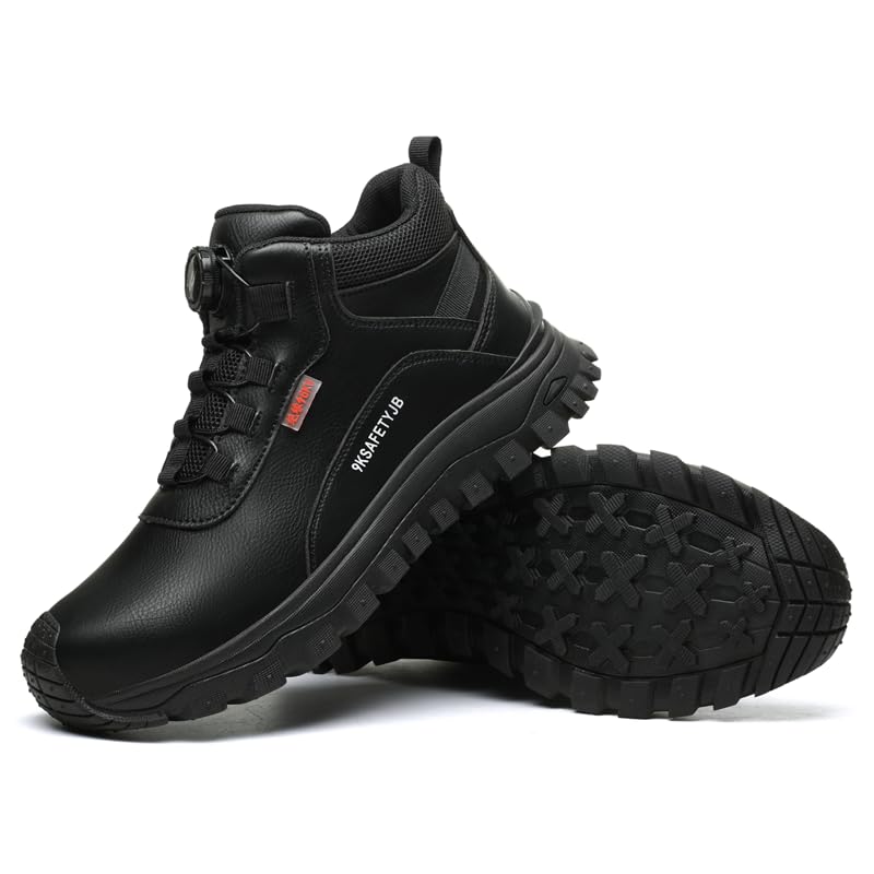 FOGOIN Arbeitsschuhe Herren Wasserdicht, S3, Anti-Smash und Anti-Punktur Sicherheitsschuhe, Arbeitsstiefel, Schwarz, 38 EU