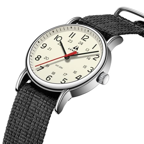 Image of LN LENQIN Mens Watches Unisex Military Sport Nylon Strap Stylish Luminous Fashion Analog Quartz Watch for Men Waterproof Army Tactical Casual Wristwatch