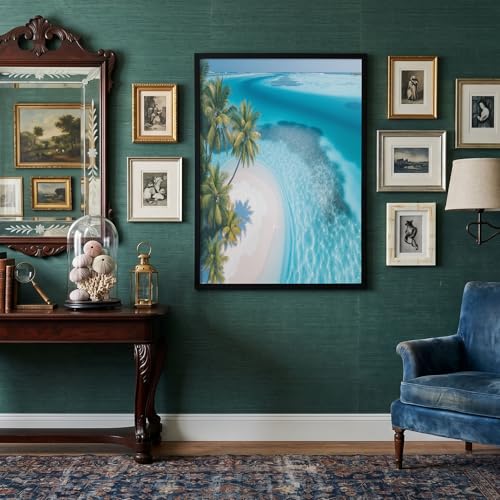 Tableau plage de sable blanc 60x90 cm pour salon lumineux
