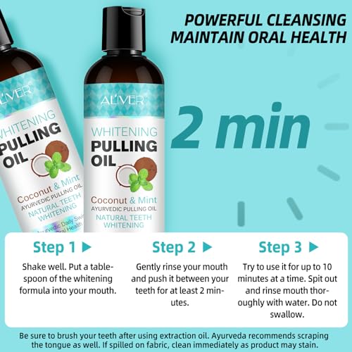 Kokosnuss-Ziehöl für die Zähne,Kokosöl Zähne 237ml,Coconut Pulling Oil,Ölziehen mit Zungenschaber - Natürliche Mundpflege, frischen Atem,Zahnaufhellung und Zahnfleischgesundheit,Alkoholfrei