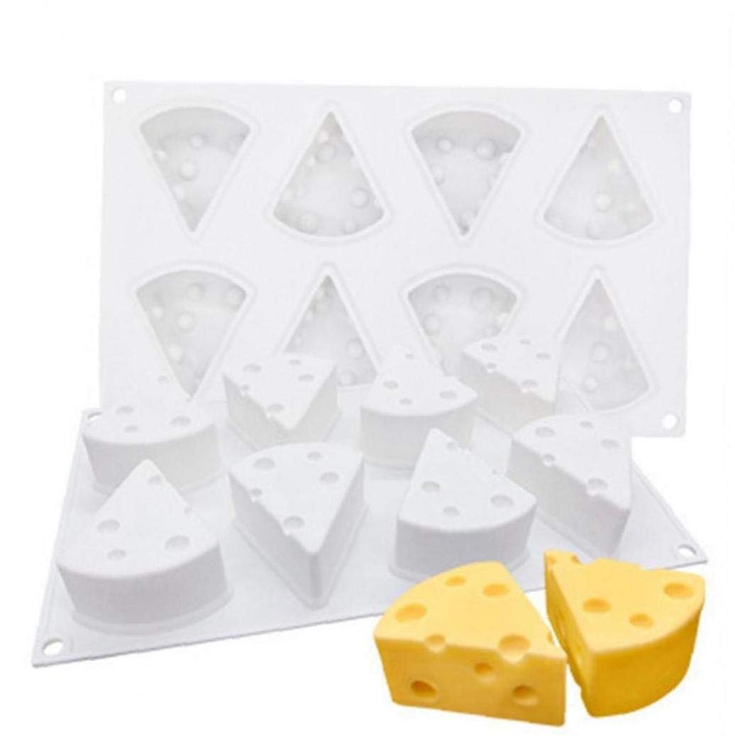 Casecover 1 Pc 8 Cavity Mold Cheese Shaped Cake Mold For Baking Dessert Ring Art Mousse Silicone 3D Mould 1Pc