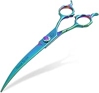 FeniceTotem Dog Grooming Scissors 7" Professional Pet Shears Japanese 440C Steel Straight & Curved - Sharp, Durable for Dogs Cats
