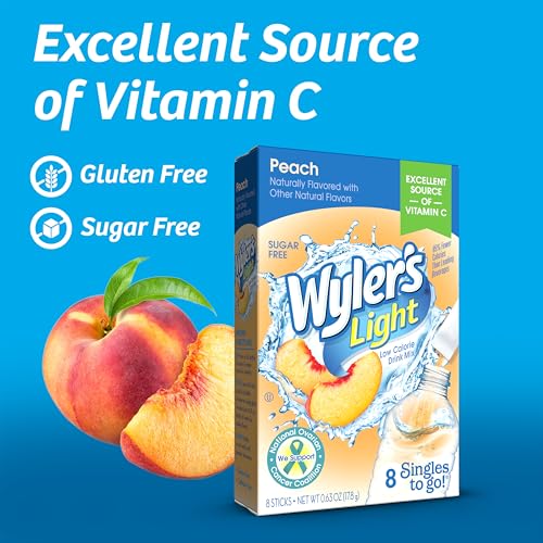 Image of Wyler's Light Singles To Go Water Drink Mix, Peach, 96 Packets