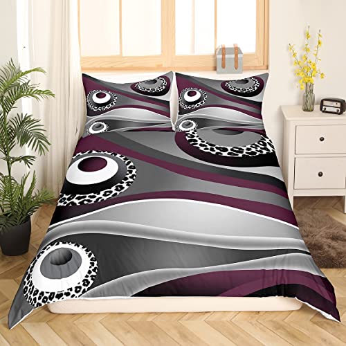 Housse de couette trippy stripe avec couvre-lit abstrait violet taille unique