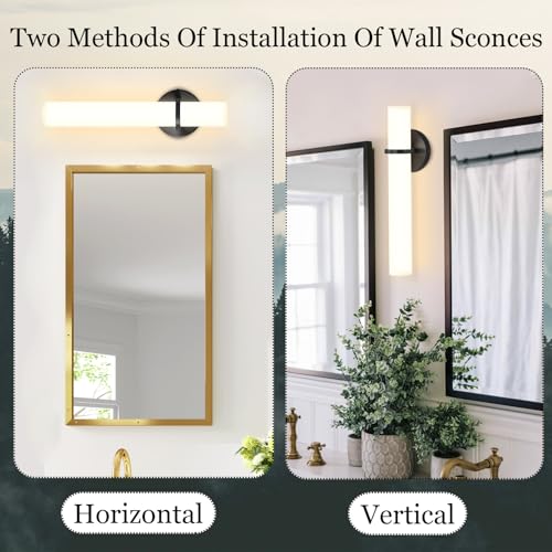 Image of LED Dimming Wall Sconces 8W, 3000K Warm Lights Dimmable, White Lampshade Bathroom Vanity Lighting Wall Light Fixtures for Bedroom Dining Living Hallway, Black