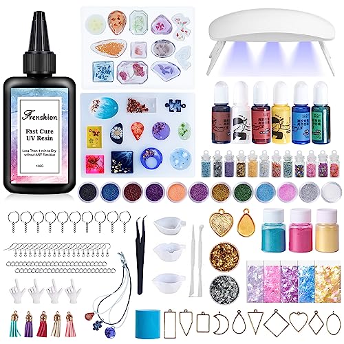 Kit résine UV avec lampe idée cadeau créatif pour fabriquer ses propres bijoux en résine