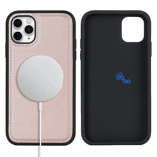 Coque iPhone 15 Pro Max MagSafe Havaya antichoc et magnétique en cuir rose