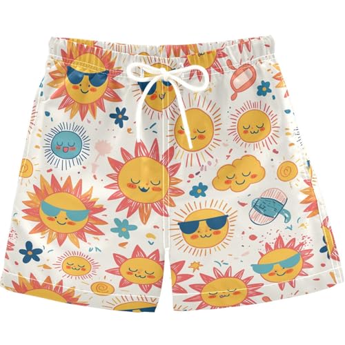 visesunny Summer Boy's Beach Shorts Childish Sun Glasses Quick Dry Swim Trunks Baby Boy Bathing Suit with Pockets 3T Multi