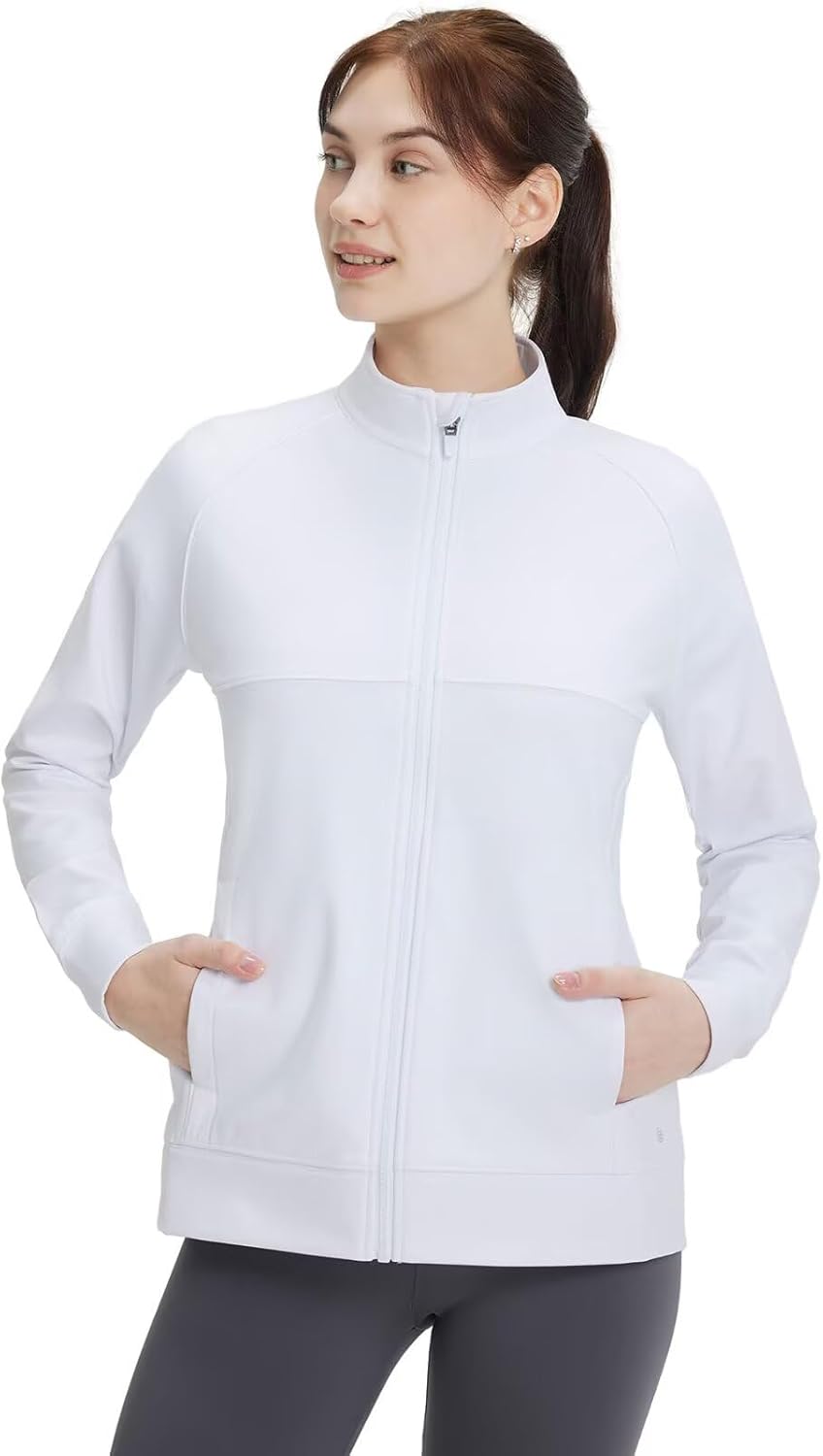 M MAELREG Fleece Lined Jacket Women Mock Neck Performance Water-Resistant Lightweight Stretch Athletic Jackets with Pockets - Image 2