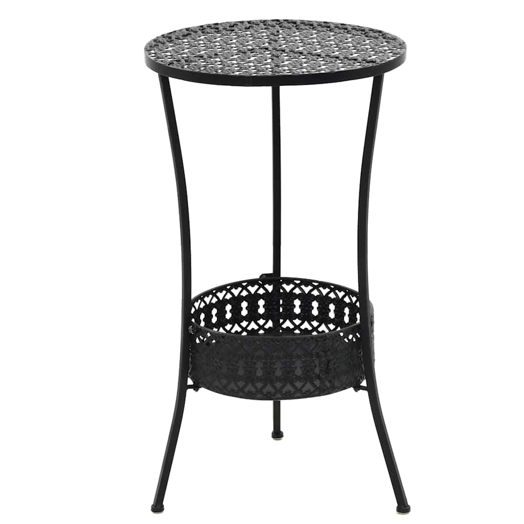 Stolik bistro czarny, metalowy, 40 x 70 cm, z półką w stylu vintage, nie zajmuje dużo miejsca, stabilny, na taras, balkon, do jadalni