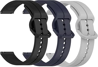 Waekethy Band for Amazfit GTS 4/GTS 4 Mini/GTS 2/GTS 2 Mini/GTS 3, 20mm Silicone Wacth Band for Garmin Venu/Venu Sq/Venu 2 plus (Black+Blue+Gray)