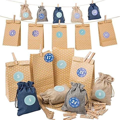 Yangbaga Calendario de Adviento Familiar, Bolsa de Yute Cover