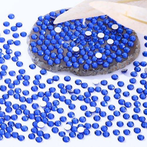 Image of Sapphire Flatback Rhinestones, Glass Rhinestones for Nail Art and Craft, Glue Fix, Loose Crystal Gemstones(Blue, SS12, 2880pcs, 2.9-3.0mm)