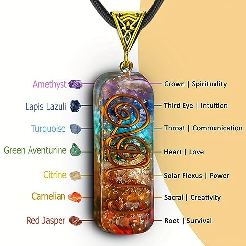 Habysedu Pulsera Arus 7 Chakras Original, Pulsera Arus 7 Chakras, Crystal Stone Holder Necklace, 7 Chakra Bracelet with Real Stones, 7 Chakra Necklace and Bracelet Set for Women & Men (A)3