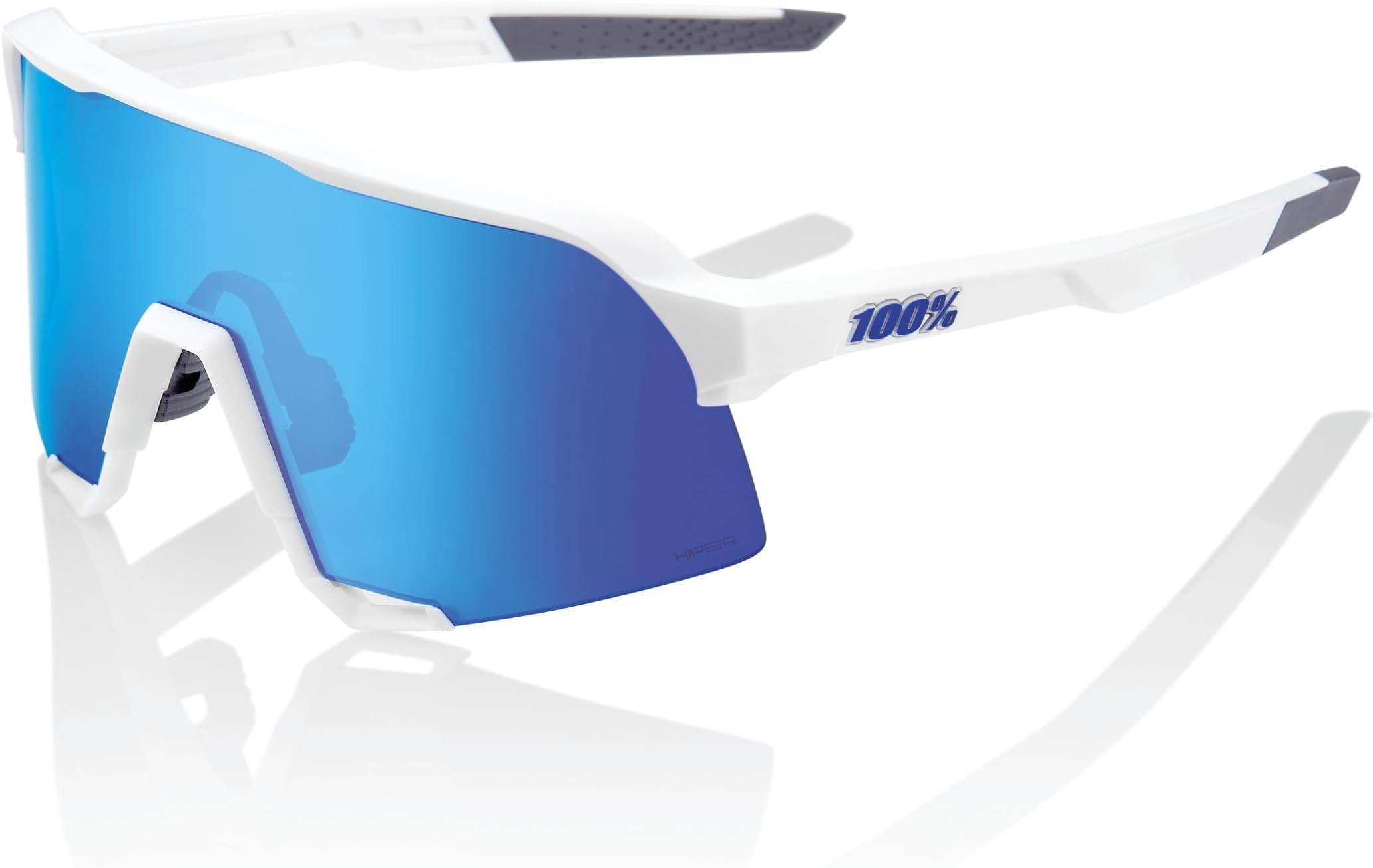 100% S3 - Matte White - Hiper Blue Multilayer Mirror Lens S3 - Matte White - HiPER Blue Multilayer Mirror Lens Unisex adulto (Pack de 1)