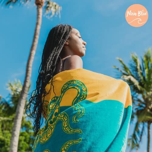 Nova Blue Octopus Beach Towel (34 X 63) – Orange & Teal Colorway With Tropical Design Travel Beach Towel Made From 100% Cotton – Vibrant Colorful Blanket Towel For Adults #TOP1