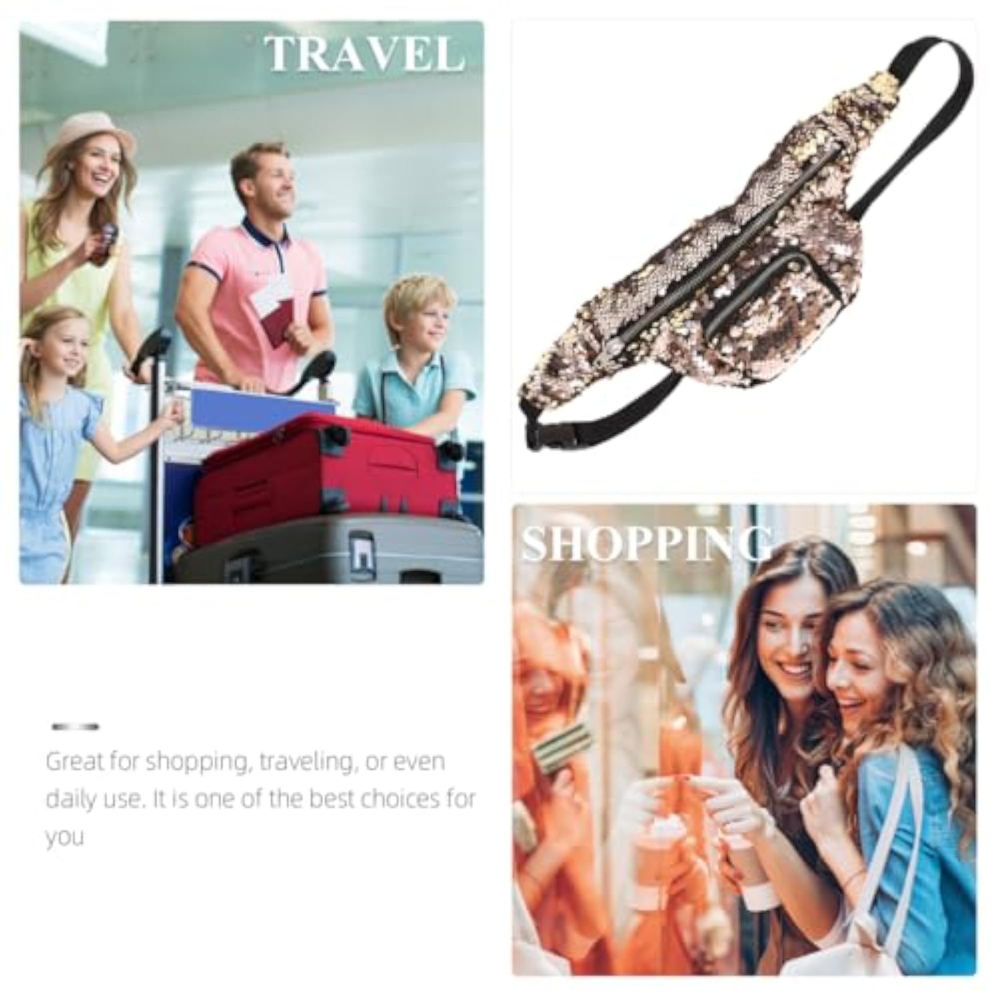 Casual Gold Sequins Fanny Pack Waist Bag