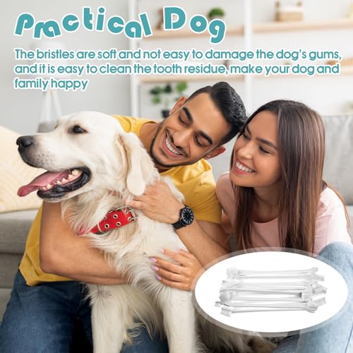 Image of Gerrii 200 Count Dog Toothbrush Double Headed Pet Toothbrush Long Handle Dog Tooth Brushing Kit Soft Bristles Pet Tooth Brush for Doggy Cat and Most Pets Teeth Cleaning Dental Oral(White)