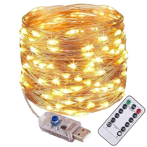 Smalife LEDイルミネーションライト [2025アップグレード版] クリスマスライト USB式 銅線 ワイヤーライト 12m 100LED球 8パターン 点滅 点灯 タイマー機能 破損しにくい 屋内/屋外/結婚式/クリスマス/野外キャンプ/庭/祭り/ガーデン(暖色)