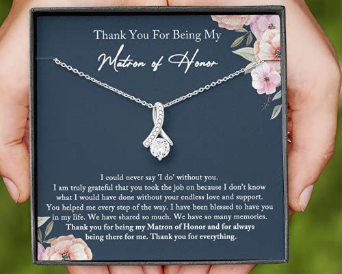 Maid Of Honor Thank You Gift From Bride, Maid Of Honor Gift Necklace, Matron Of Honor Gift, Bridesmaid Gift, Thank You Gift From Bride Necklaces Styles On Birthday, Christmas, Xmas, Anniversary #TOP2