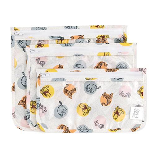 Image of Bumkins Disney Travel Bag, Toiletry, TSA Approved Pouch, Zip Bag, Quart Size Airline Compliant, Clear-Sided, Baby, Diaper Bag Organization, Accessories, Packing, Set of 3 Sizes, Winnie the Pooh