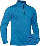 TACVASEN Herren Half Zip Sport Langarmshirts Joggingshirts Training Winter Gefütterte Shirts, Meerblau, M