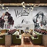 Beauty Salon Barber Shop Wall Mural Peel and Stick European and American Industrial Wind Removable Self-Adhesive Wallpaper for Living Room Bedroom Dining Room 108'x75'