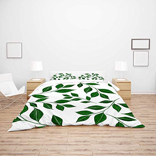 Parure de lit polyester durable contre usure housse couette feuilles vert vif - 4