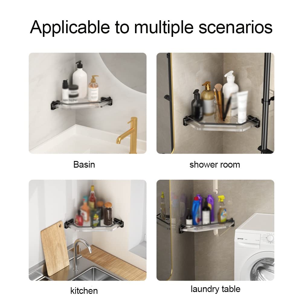 Estantes de baño de Esquina Estante de Ducha Corrugado de 2 Capas, Estante de Almacenamiento Triangular for baño, Estante de Esquina montado en la Pared(2 Layer)