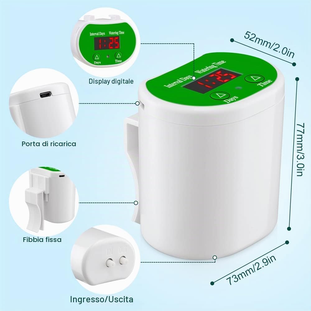 Sistema di irrigazione automatico Dispositivo di irrigazione a tempo per giardino, terrazza, kit di irrigazione a goccia per piante in vaso, irrigazione per vacanze