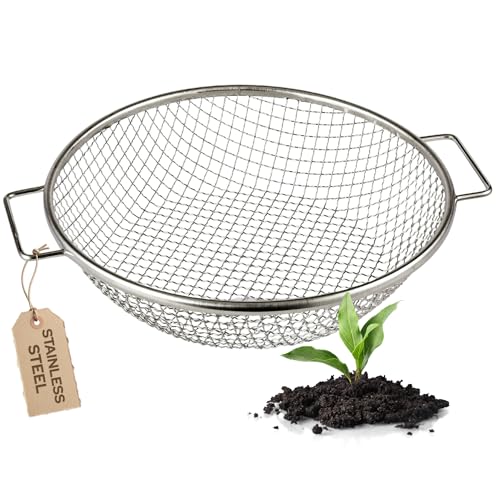 Wenses Round Soil Sifter for 5-Gallon Bucket (3/8-inch Mesh), Stainless Steel Garden Sieve with...