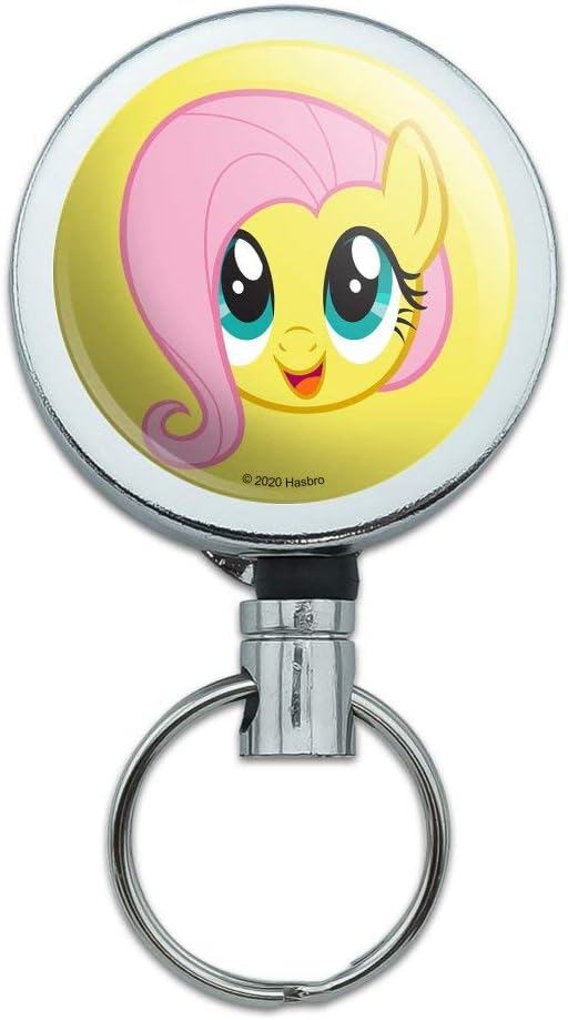 My Little Pony Fluttershy Face Heavy Duty Metal Retractable Reel ID Badge Key Card Tag Holder with Belt Clip