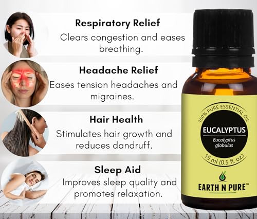 Image of Earth N Pure Lavender & Eucalyptus Essential Oils | Pack of 2 (15 ml each) | 100% Pure, Undiluted, Natural and Therapeutic Grade - Perfect for Aromatherapy, Skin Therapy & More