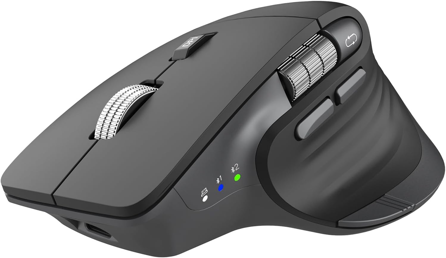 Wireless Bluetooth Mouse, Ergonomic Rechargeable Silent Mouse with Multi-Device, Adjustable DPI, Flying Scroll & Thumb Wheel, Bluetooth Mice for Laptop, Computer, Tablet, Smartphone (Black)