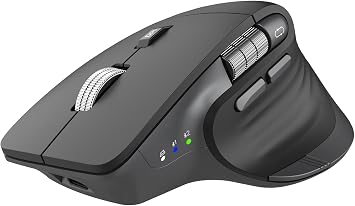 CITLLA Ergonomic Bluetooth Mouse for Laptop, Rechargeable Wireless Mouse with Multi-Device Switching, Silent Click, Flying Scroll & Thumb Wheel, 4800 DPI for PC, Mac, Tablet and Phone Black