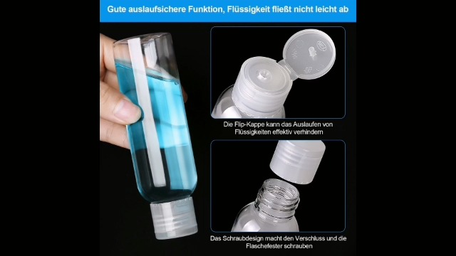 6x Reiseflaschen 100ml – Nachfüllbar, Auslaufsicher, Mit Trichtern & Etiketten