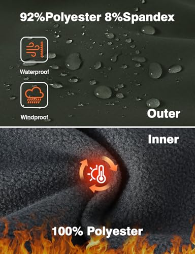 TBMPOY Mens Snow Ski Hiking Pants Waterproof Insulated Winter Fleece Lined Softshell Outdoor Snowboard Zipper Bottom Leg3